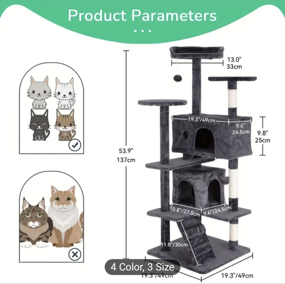 Gray Cat Tree Tower